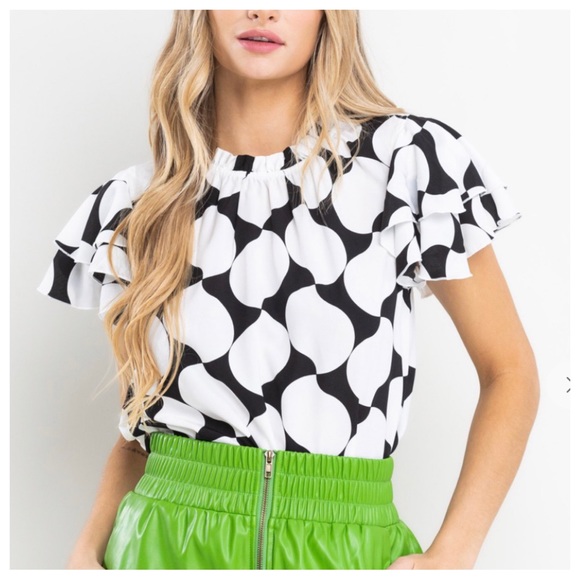 20 Boho Print Ruffle Sleeve Woven Blouse - Picture 5 of 7